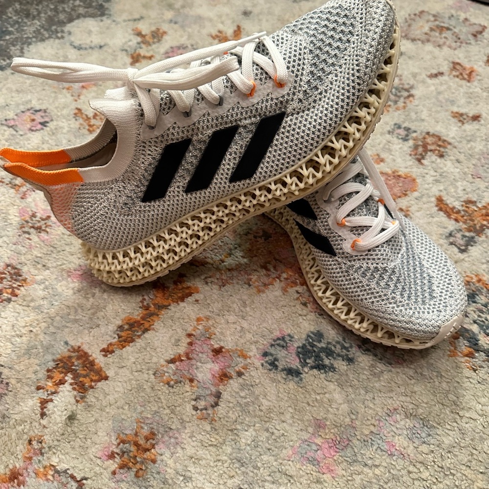 Adidas White and Black Sneakers with Orange Accents